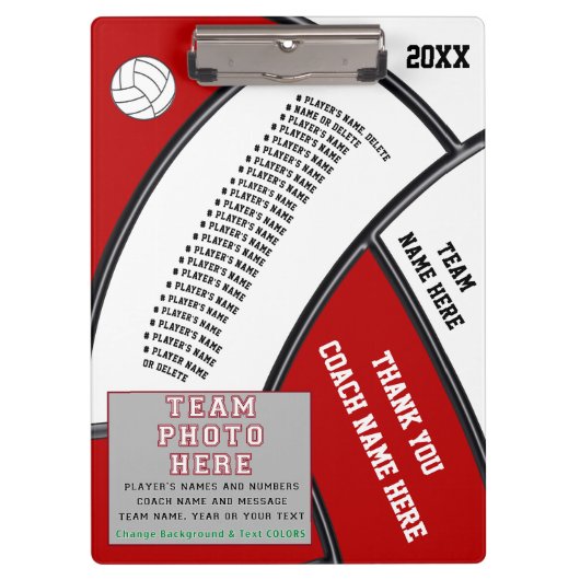 Persoonlijke cadeaus voor volleybaltrainingen klembord (Voorkant)