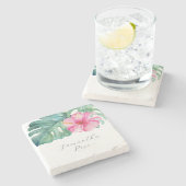 Persoonlijke Cadeaus voor Vrouwen Roze Tropische B Stenen Onderzetter (Zijkant)