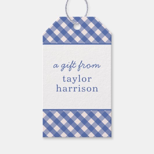 Persoonlijke cadeautag met gingham motief cadeaulabel (Voorkant)