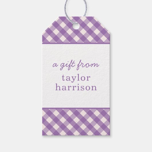 Persoonlijke cadeautag met gingham motief cadeaulabel (Voorkant)