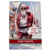 Persoonlijke cadeautas grappige kerstman vakantied (Voorkant)