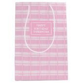 Persoonlijke cadeautas klassieke roze ruit accent (Voorkant)