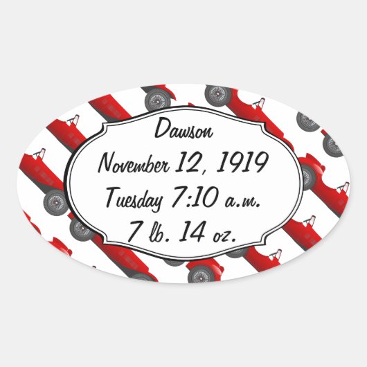 Persoonlijke cadeautjes voor Classic Baby Stat Ovale Sticker (Voorkant)