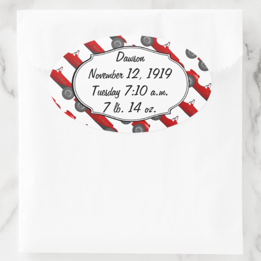 Persoonlijke cadeautjes voor Classic Baby Stat Ovale Sticker (Tas)