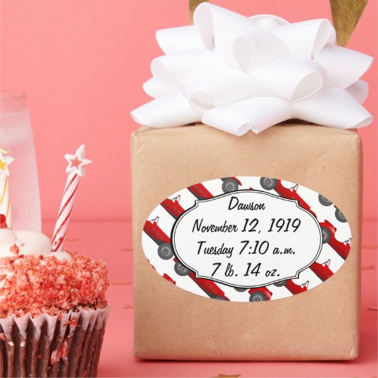 Persoonlijke cadeautjes voor Classic Baby Stat Ovale Sticker (Feest)