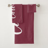 Persoonlijke Calligrafie-naam Burgundy Red Bad Handdoek (Insitu)
