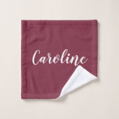 Persoonlijke Calligrafie-naam Burgundy Red Bad Handdoek (Wasdoekje)