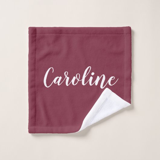 Persoonlijke Calligrafie-naam Burgundy Red Bad Handdoek (Wasdoekje)