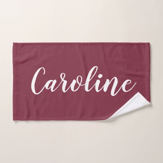 Persoonlijke Calligrafie-naam Burgundy Red Bad Handdoek (Handdoek)