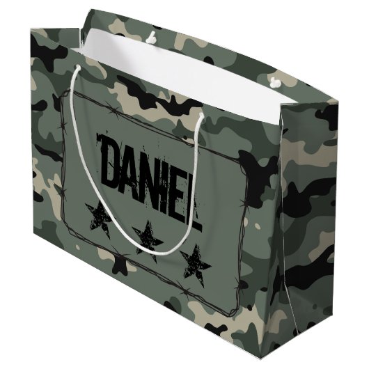 Persoonlijke camouflage groot cadeauzakje (Achterkant Gekanteld)