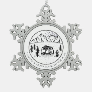 Persoonlijke Campers Van Life Paren Tin Sneeuwvlok Ornament