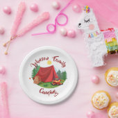 Persoonlijke camping  papieren bordje (Feest)