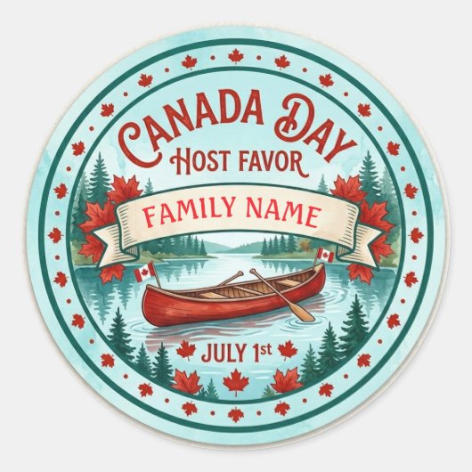 Persoonlijke Canada Day-hoststickers. Ronde Sticker (Voorkant)