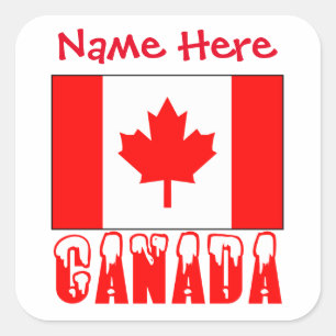 Persoonlijke Canada Vlag Naam Vierkant Label