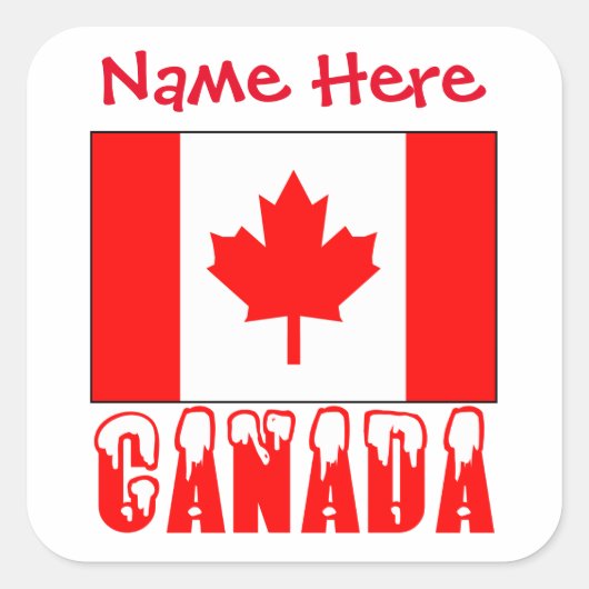 Persoonlijke Canada Vlag Naam Vierkant Label (Voorkant)