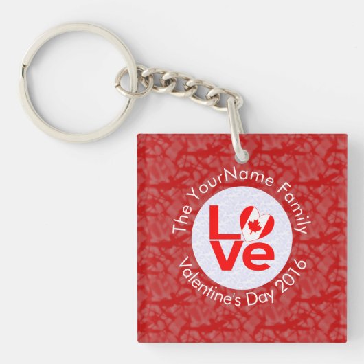 Persoonlijke Canadese Red LOVE-vlag Sleutelhanger (Voorkant)