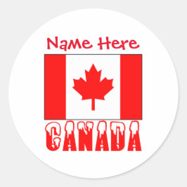 Persoonlijke Canadese Vlag Naam Rond Ronde Sticker