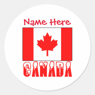 Persoonlijke Canadese Vlag Naam Rond Ronde Sticker