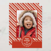 Persoonlijke Candy Cane Streep Feestdagenkaart (Voorkant / Achterkant)