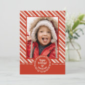 Persoonlijke Candy Cane Streep Feestdagenkaart (Staand voorkant)