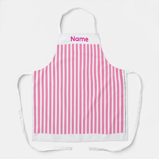 Persoonlijke Candy Stripe Roze Schort (Voorkant)