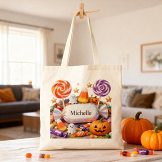 Persoonlijke Candy Wonderland Schattige Halloween  Tote Bag