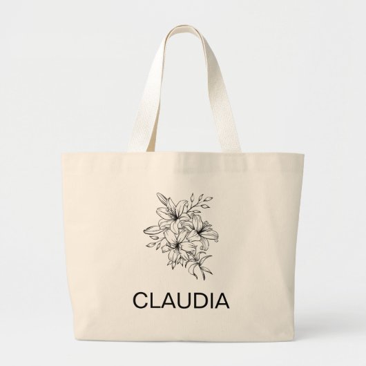 Persoonlijke Canva-tas met geboortebloem, vrijgeze Grote Tote Bag (Voorkant)