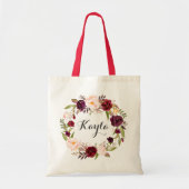 Persoonlijke Canvas tas. Florale Canvas tas. Bride Tote Bag (Voorkant)