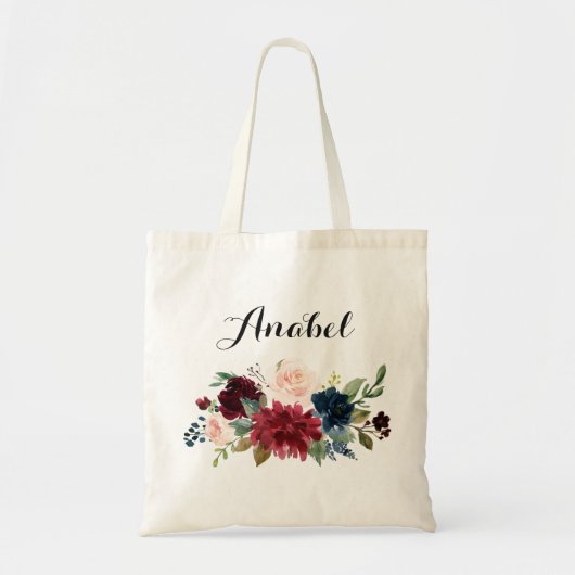 Persoonlijke Canvas tas. Florale Canvas tas. Bride Tote Bag (Voorkant)