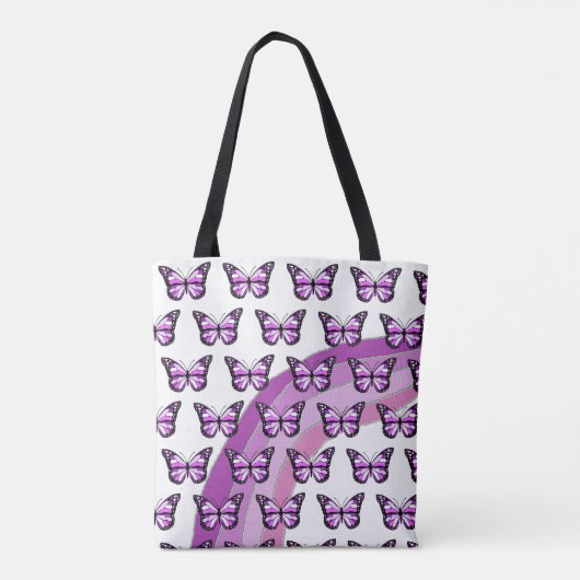 Persoonlijke Canvas tas met Paarse vlinder (Achterkant)