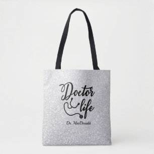 Persoonlijke Canvas tas voor Life Gray Glitter