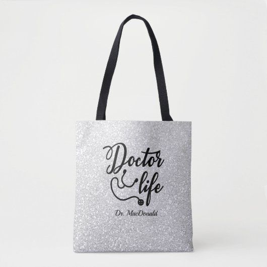 Persoonlijke Canvas tas voor Life Gray Glitter (Voorkant)