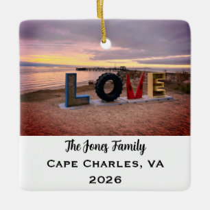 Persoonlijke Cape Charles, Virginia Kerstmis Keramisch Ornament