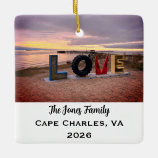 Persoonlijke Cape Charles, Virginia Kerstmis Keramisch Ornament