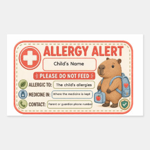 Persoonlijke Capybara Allergie Waarschuwing Kinder Rechthoekige Sticker