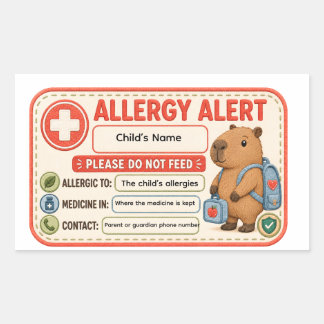 Persoonlijke Capybara Allergie Waarschuwing Kinder Rechthoekige Sticker
