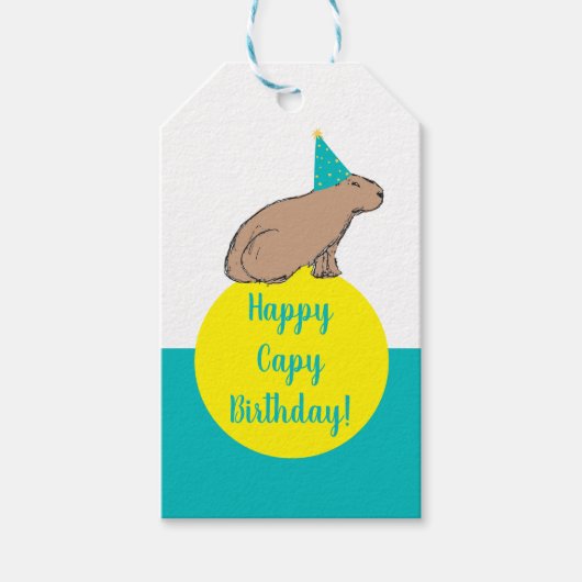 Persoonlijke capybara kinderverjaardag zoo dier cadeaulabel (Voorkant)