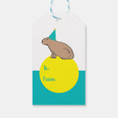 Persoonlijke capybara kinderverjaardag zoo dier cadeaulabel (Achterkant)