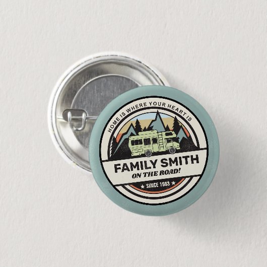 Persoonlijke caravan Adventures Ronde Button 3,2 Cm (Voorkant /achterkant)