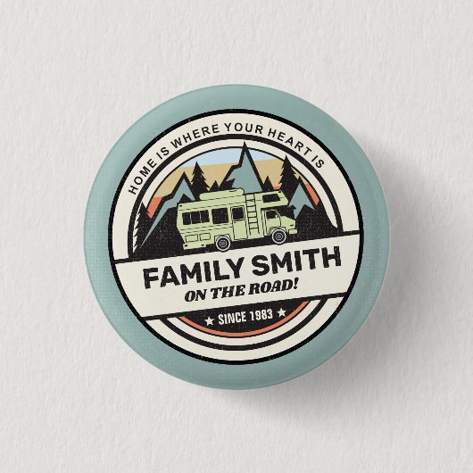 Persoonlijke caravan Adventures Ronde Button 3,2 Cm (Voorkant)
