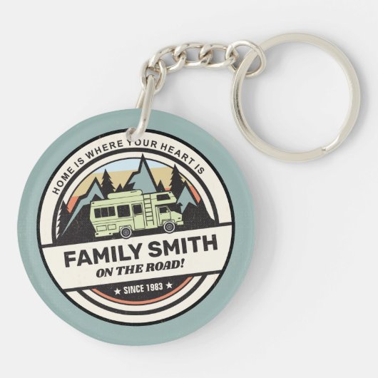 Persoonlijke caravan Adventures Sleutelhanger (Achterkant)