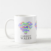 Persoonlijke Cardiff Wales Word Cloud Typografie Koffiemok (Links)