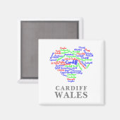 Persoonlijke Cardiff Wales Word Cloud Typografie Magneet (Voorkant / Achterkant)