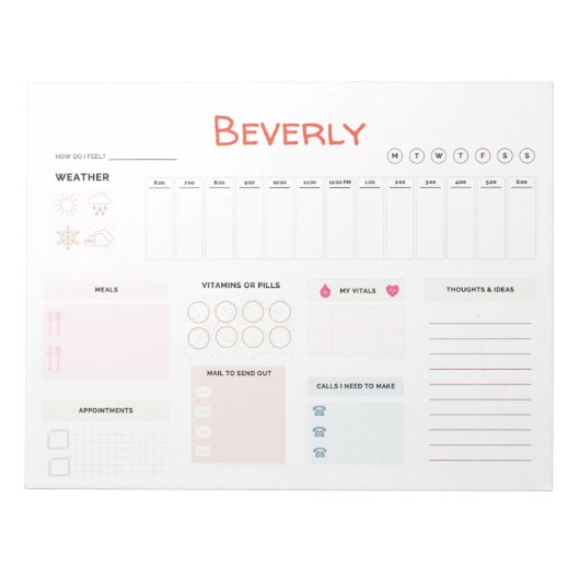 Persoonlijke Caregiving Daily Planner Notitieblok (Voorkant)