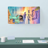 Persoonlijke Caricatuur Koppel Cruise Deur Spandoek (Beurs)