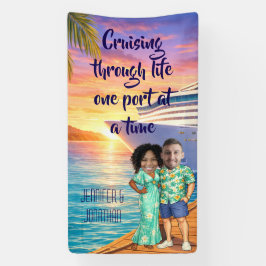 Persoonlijke Caricatuur Koppel Cruise Deur Spandoek