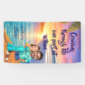 Persoonlijke Caricatuur Koppel Cruise Deur Spandoek (Horizontaal)