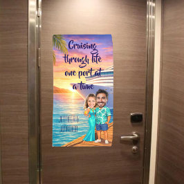Persoonlijke Caricatuur Koppel Cruise Deur Spandoek