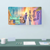 Persoonlijke Caricatuur Koppel Cruise Deur Spandoek (Beurs)