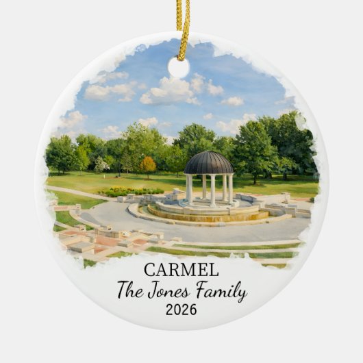 Persoonlijke Carmel Versiering, Aangepaste Indiana Keramisch Ornament (Voorkant)